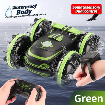 Amphibious Vehicle With Dual 2.4G Remotes - Green / Blue-1915198358444707845