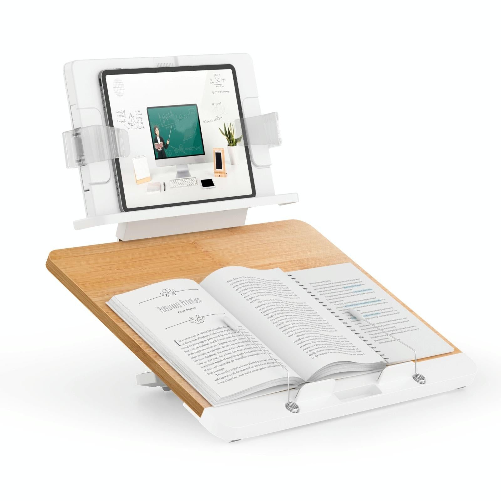 Adjustable Desktop Book Stand With Multi-Angle Clip - Foldable Tablet Holder-1964932277876166660
