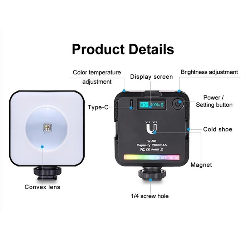 Mini Magnetic Rgb Led Camera Light For Sunset Atmosphere-1915198428305035267