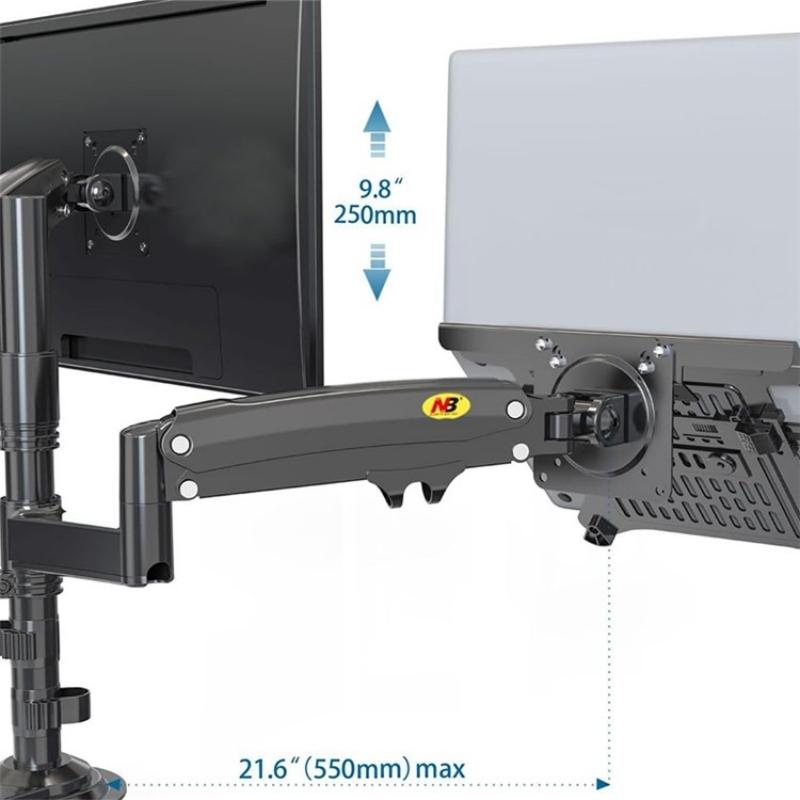 Full Motion Dual Arm Clamp For 22-32 Inch Lcd Tv Monitor Desk Holder With Gas Spring-1964932234410594307