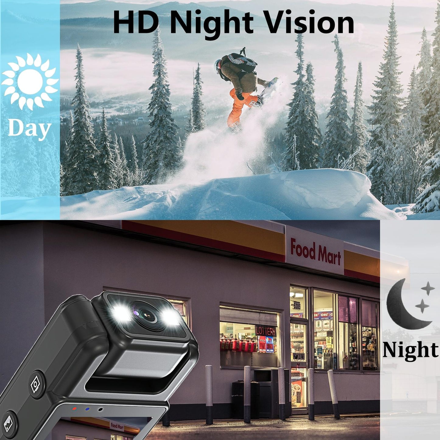 Outdoor Sports Night Vision Camera With 180 Degree Rotation For Video Recording-1922443407213596679
