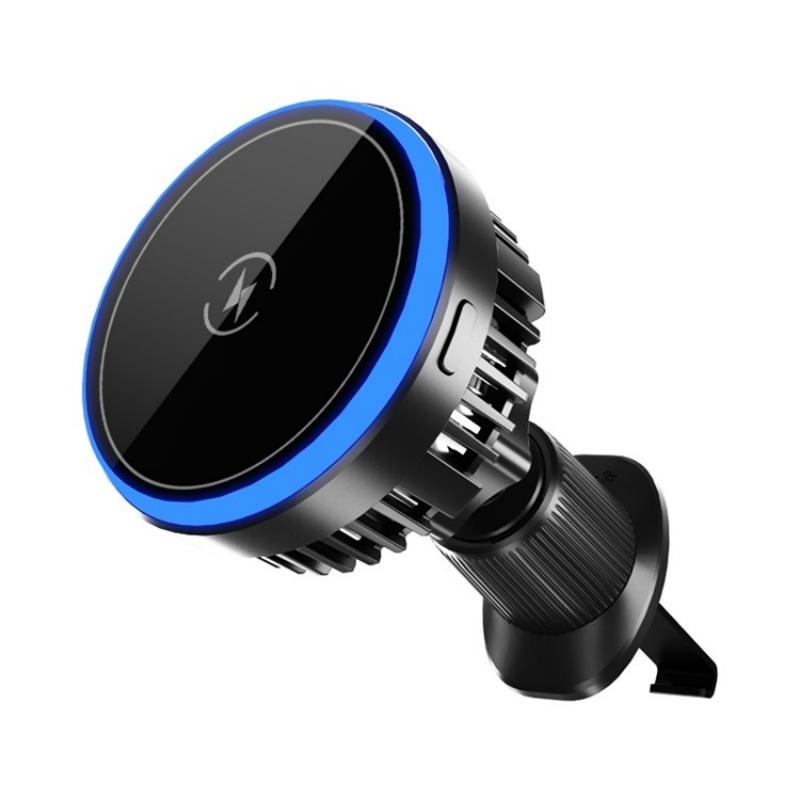 Wireless Magnetic Car Vent Charger With Colourful Light - Phone Charging Stand-1915197595597279232