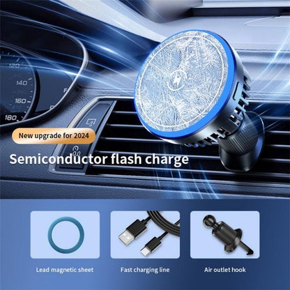 Wireless Magnetic Car Vent Charger With Colourful Light - Phone Charging Stand-1915197595597279233