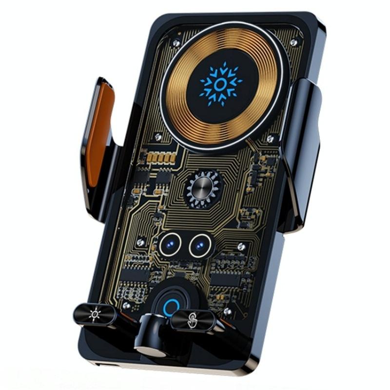 Wireless Car Charger With Infrared Sensor And Aluminum Bracket - Transparent Black-1915196926257664007