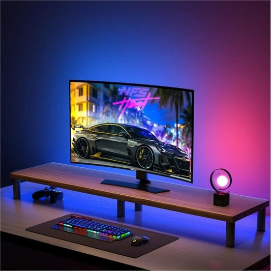 Aluminum Alloy Desktop Monitor Stand With Wooden Plate Riser-1964932360696893441