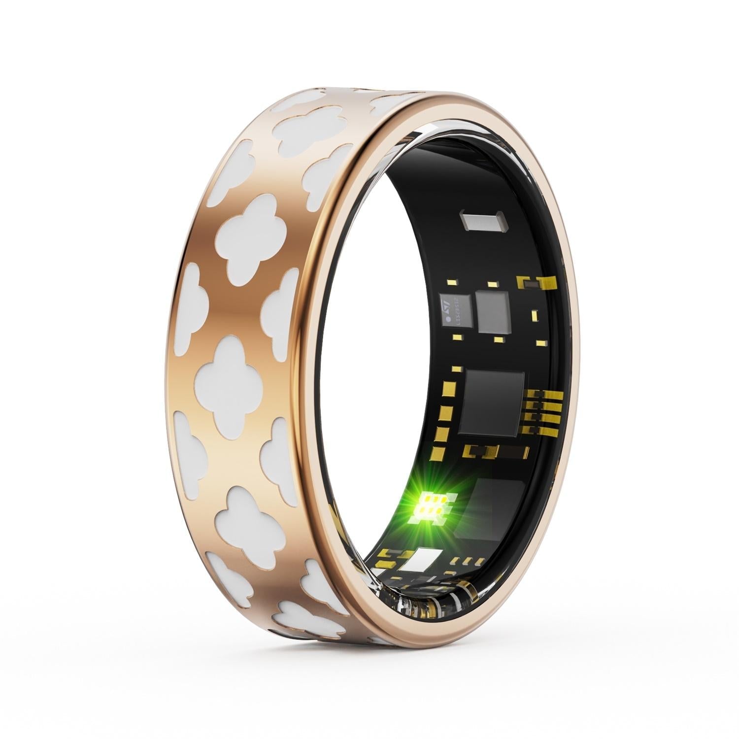 Smart Ring With Heart Rate Blood Oxygen Sleep Monitoring - Multiple Sports Modes - Rose Gold - Size 13-1964932232057589760