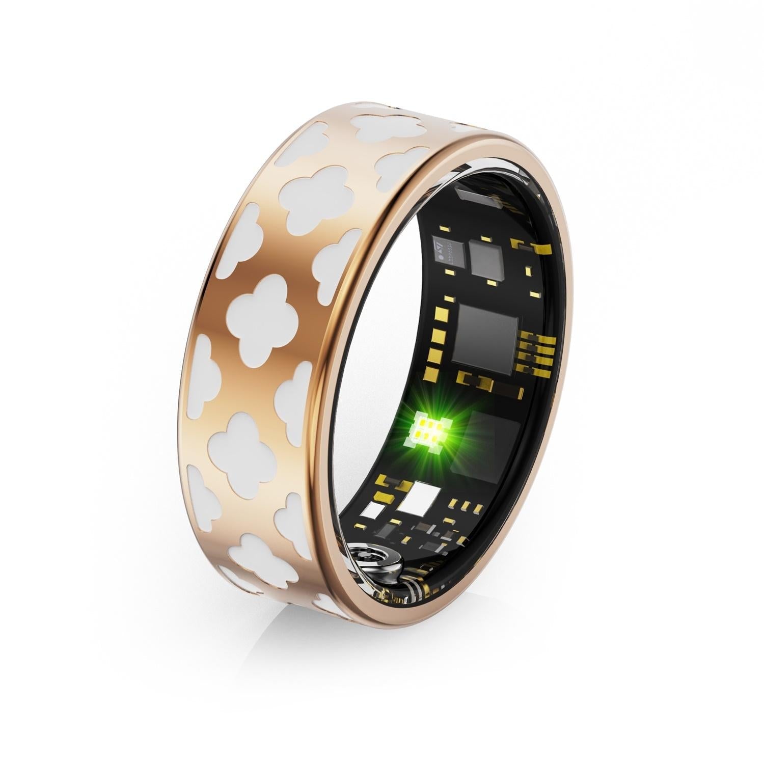 Smart Ring With Heart Rate Blood Oxygen Sleep Monitoring - Multiple Sports Modes - Rose Gold - Size 13-1964932232057589762