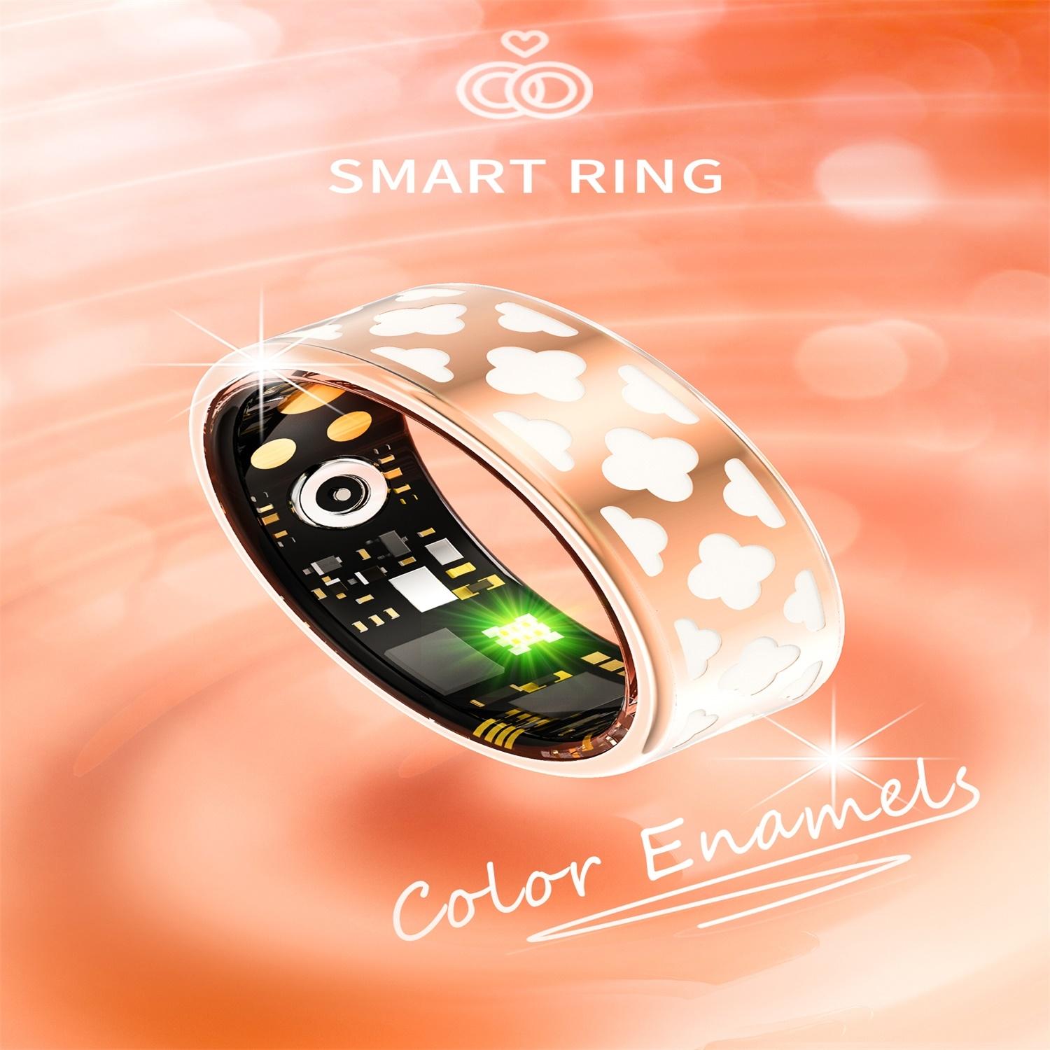 Smart Ring With Heart Rate Blood Oxygen Sleep Monitoring - Multiple Sports Modes - Rose Gold - Size 13-1964932232057589765