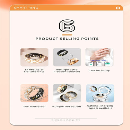 Smart Ring With Heart Rate Blood Oxygen Sleep Monitoring - Multiple Sports Modes - Rose Gold - Size 13-1964932232057589766