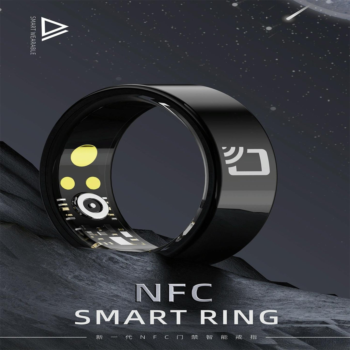 Smart Ring With Heart Rate Blood Oxygen Sleep Monitoring - Multiple Sports Modes - Black Size 14-1964932212860260353