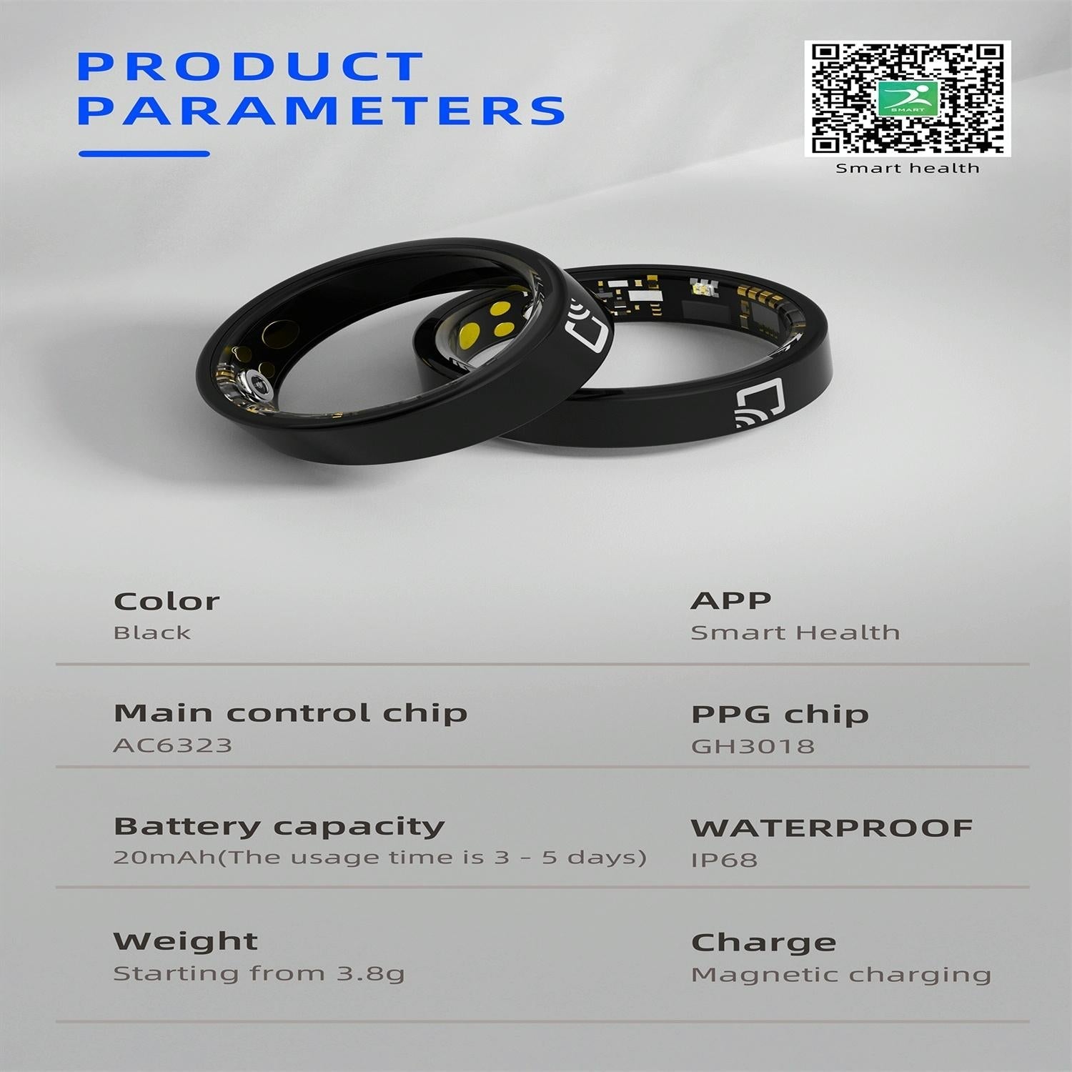 Smart Ring With Heart Rate Blood Oxygen Sleep Monitoring - Multiple Sports Modes - Black Size 14-1964932212860260357