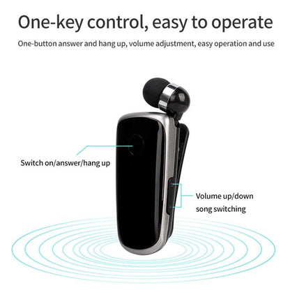 Wireless Bluetooth In-Ear Earphone With Vibrating Alert And Hands-Free Clip - Black-1915198351918370818