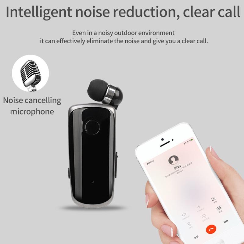 Wireless Bluetooth In-Ear Earphone With Vibrating Alert And Hands-Free Clip - White-1915197850657099779