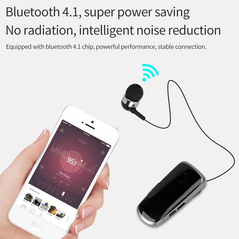 Wireless Bluetooth In-Ear Earphone With Vibrating Alert And Hands-Free Clip - White-1915197850657099780