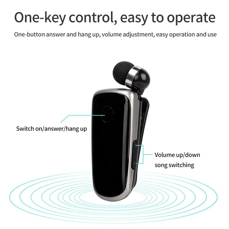 Wireless Bluetooth In-Ear Earphone With Vibrating Alert And Hands-Free Clip - Blue-1915197999340982274