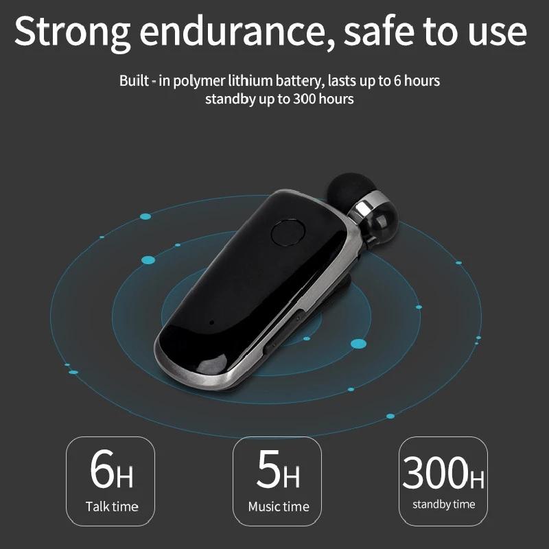 Wireless Bluetooth In-Ear Earphone With Vibrating Alert And Hands-Free Clip - Blue-1915197999340982277