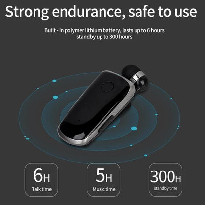 Wireless Bluetooth In-Ear Earphone With Vibrating Alert And Hands-Free Clip - Blue-1915197999340982277