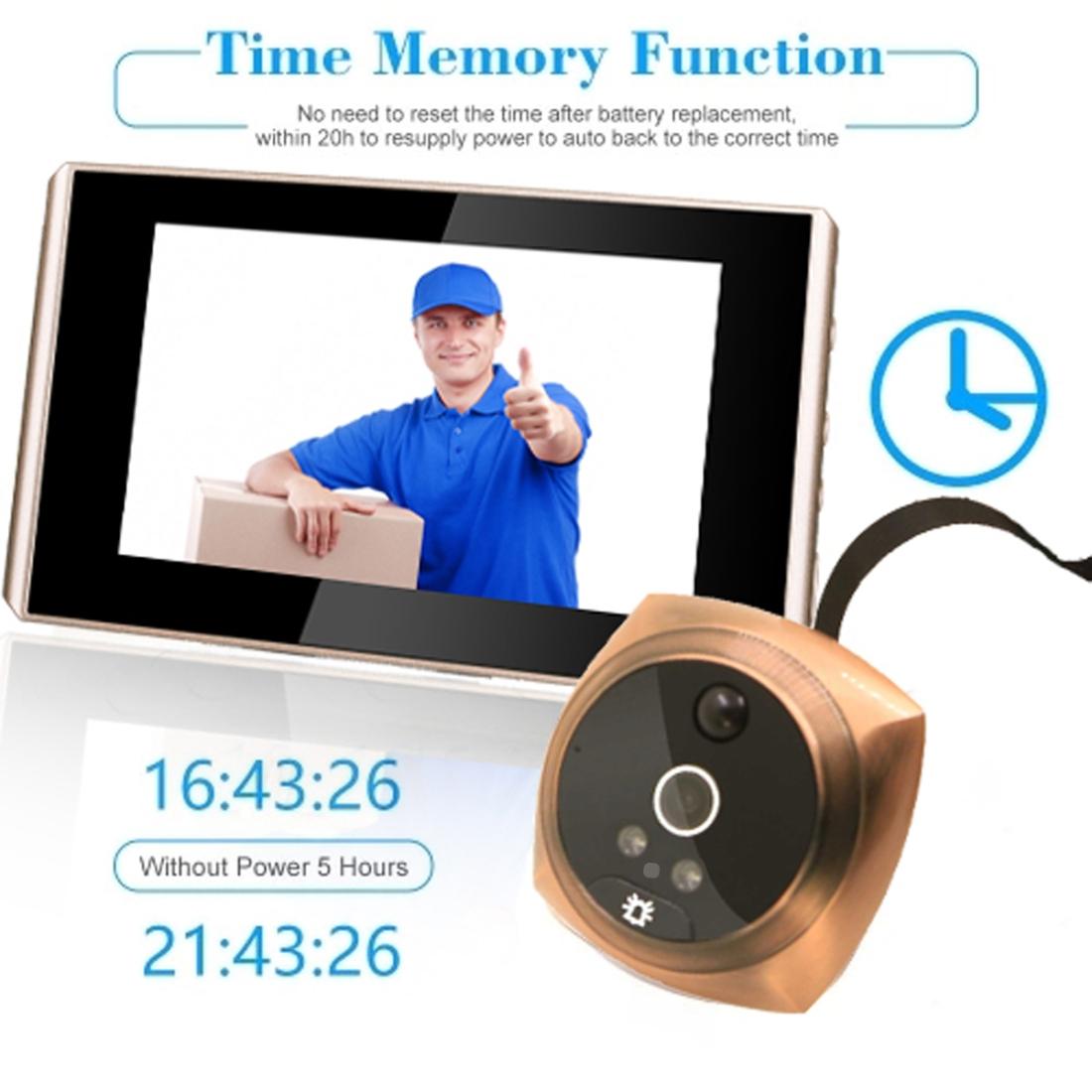 4.3 Digital Doorbell With Lcd Screen And Peephole Viewer - Gold-1915196910713573380