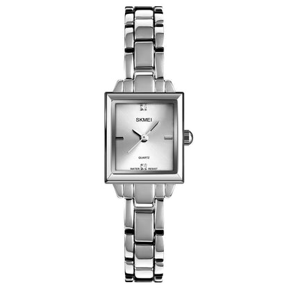 Elegant Square Quartz Watch For Women With Diamonds - Silvery-1915198087333285888
