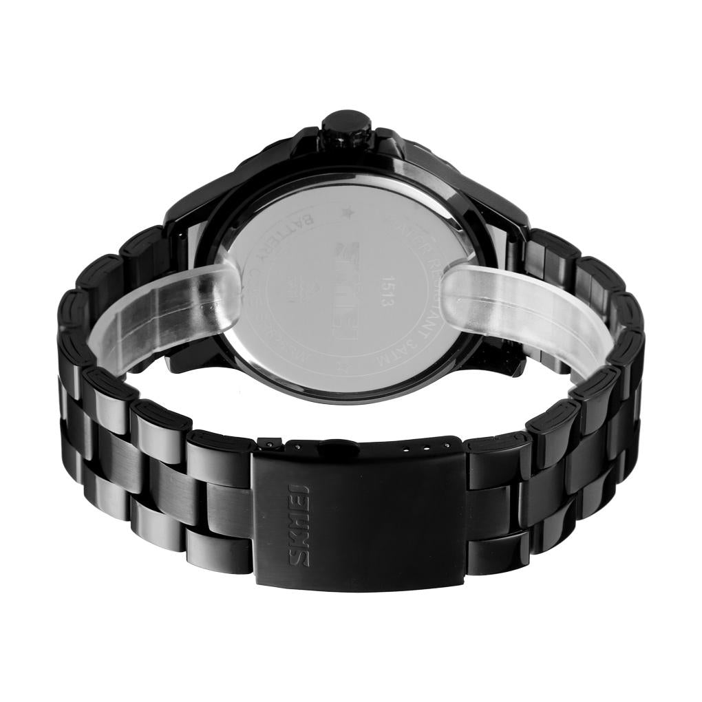 Stylish Waterproof Men Quartz Watch With Steel Band - Black-1915196917776781320