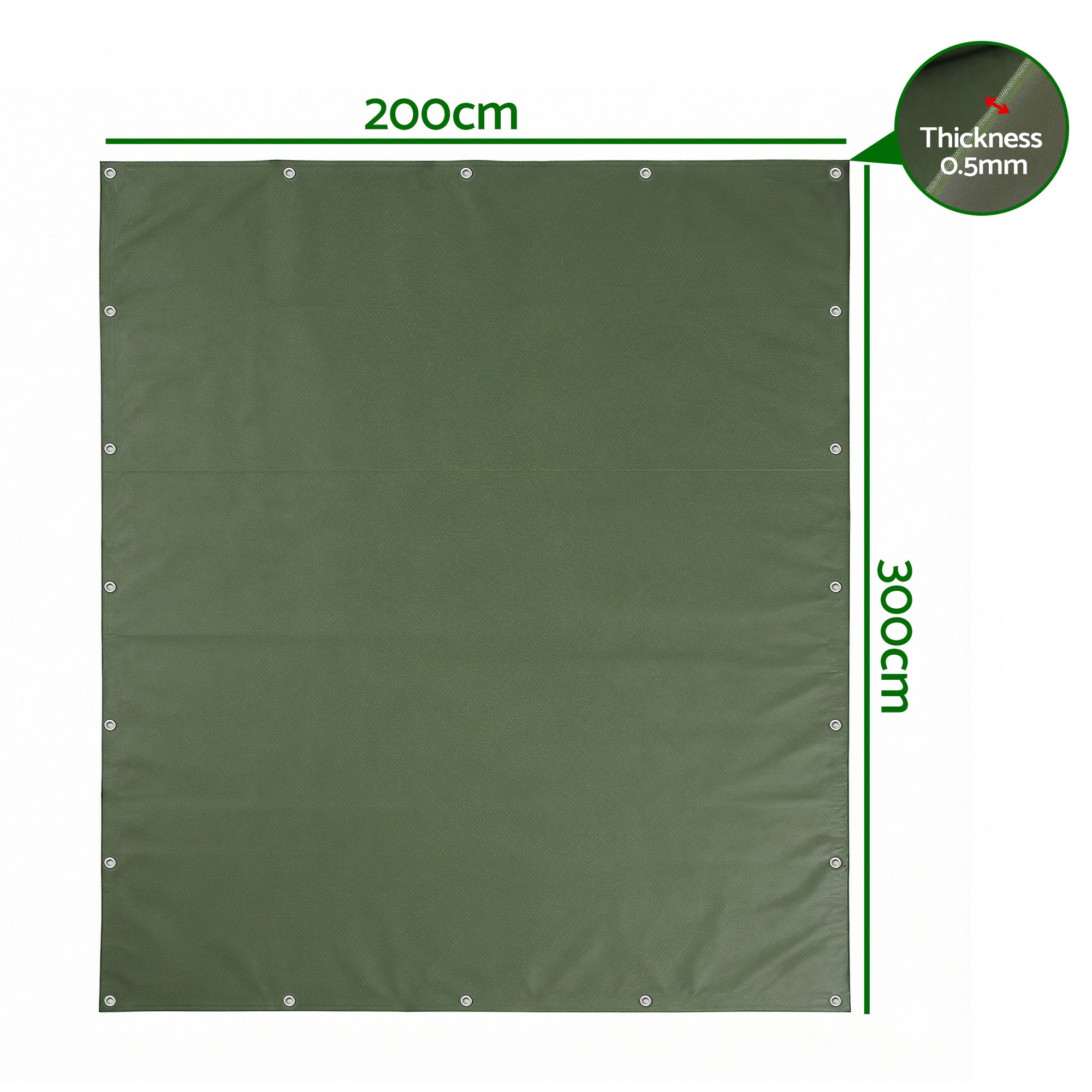 Instahut 2x3m Tarp Tarpaulin 600GSM Camping Canvas Heavy Duty Water Resistant