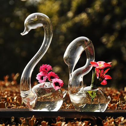 Swan Flower Vases - Home Decor Wedding Gifts Glass Crafts-1915198107033931780