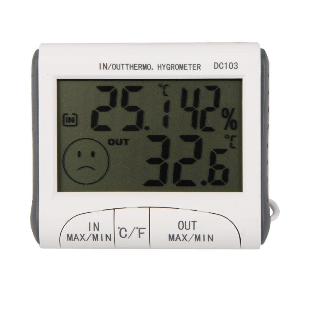 Digital Thermometer Hygrometer With External Sensor - White-1964932286227025920