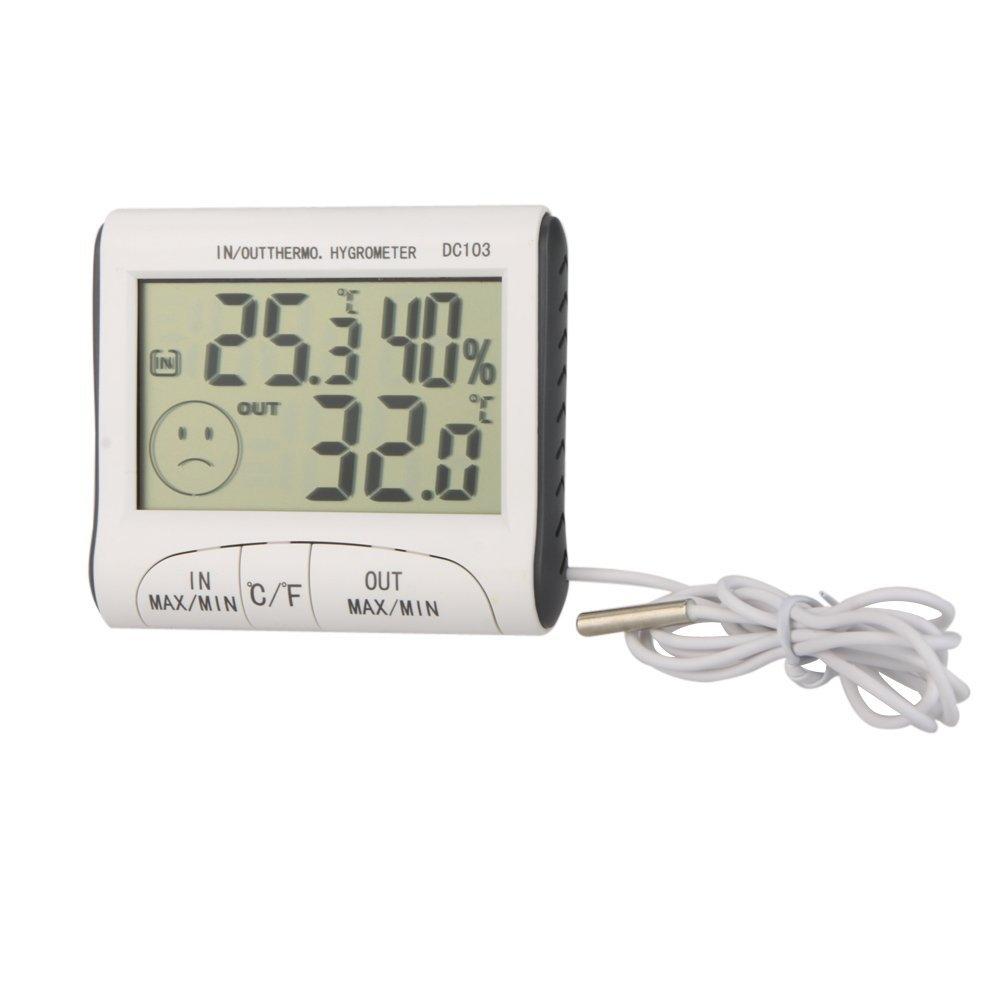 Digital Thermometer Hygrometer With External Sensor - White-1964932286227025921