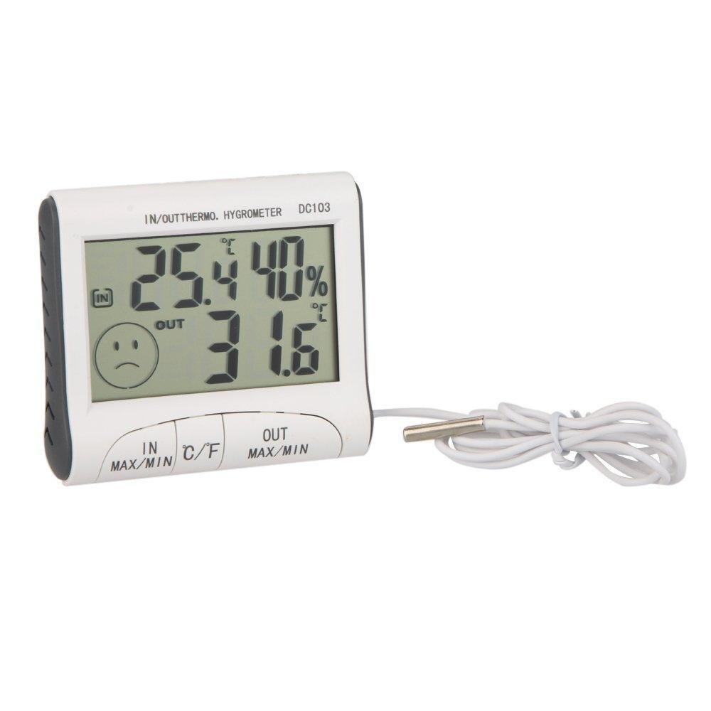 Digital Thermometer Hygrometer With External Sensor - White-1964932286227025922