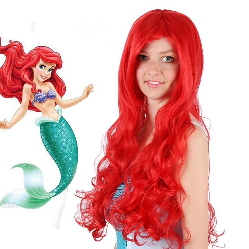 Little Mermaid Cosplay Wig - Red Curly For Halloween Party-1915197739336077317