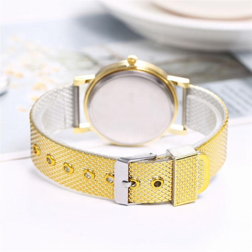 Women Double Heart Mesh Belt Watch - Golden Alloy-1969996406915731458
