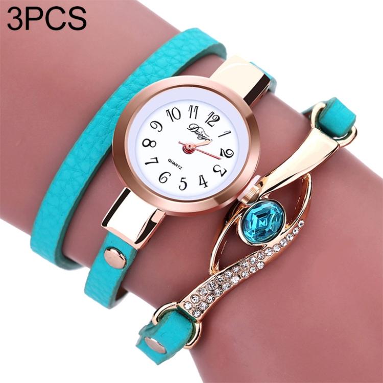 Women Lake Blue Gemstone Bracelet Watch - Eye Shape-1915196522438463493
