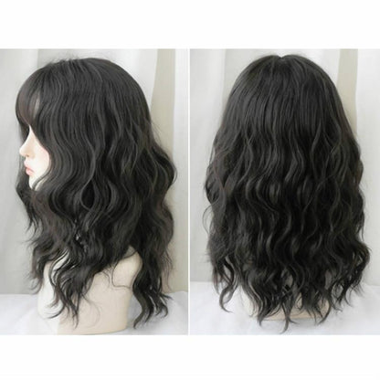 54Cm Natural Fluffy Wool Wig With Bangs-1915197826267222016