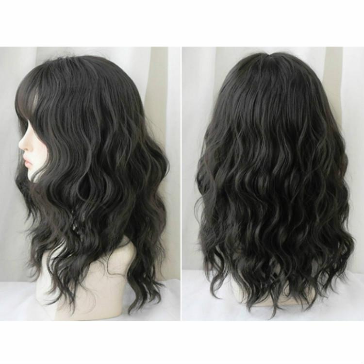 54Cm Natural Fluffy Wool Wig With Bangs-1915197826267222017