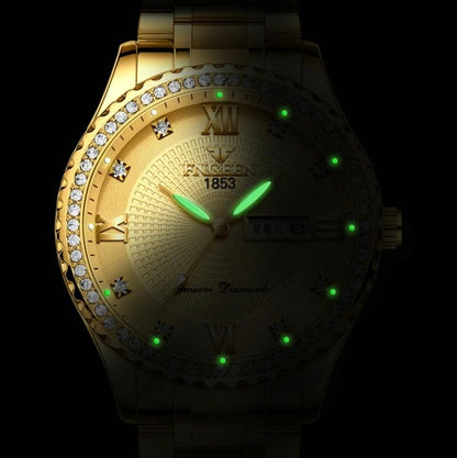 Men Luminous Quartz Watch - Gold With Black Surface-1915196688163803139