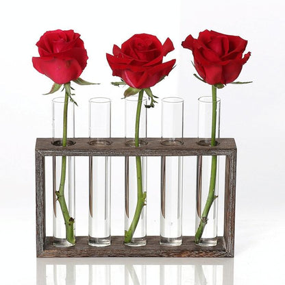 Minimalist Hydroponic Glass Vase With Wooden Frame For Coffee Shop Decor-1915198284557848576