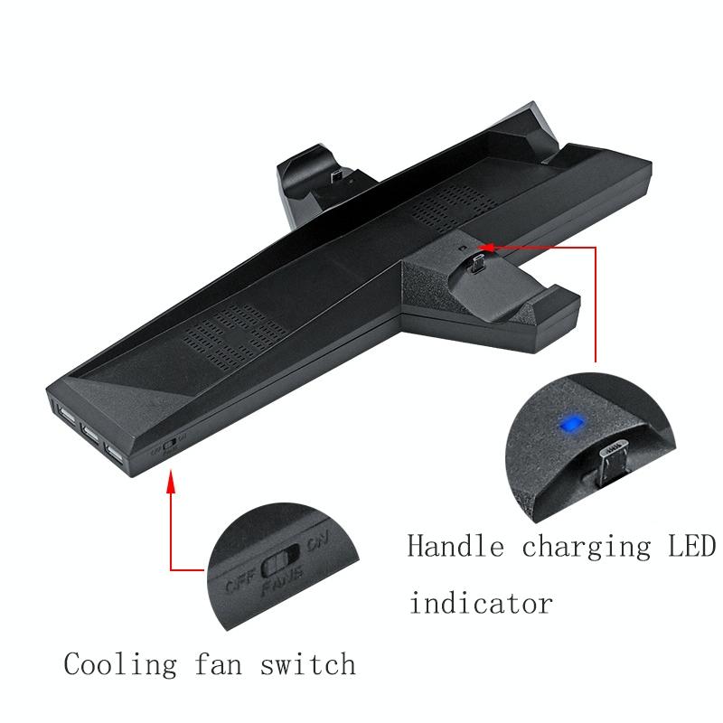 Ps4 Dual Handle Charging Base With Console Radiator - Black-1964932232233750532