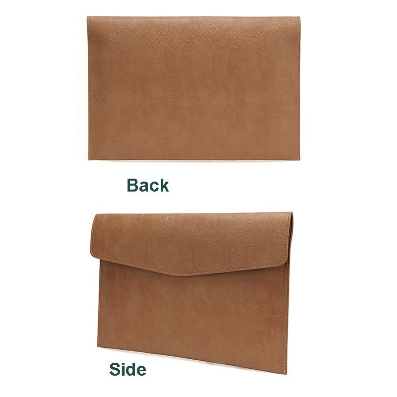 14 Inch Litchi Pattern Laptop Sleeve - Light Brown Pu Leather-1915198277024878594