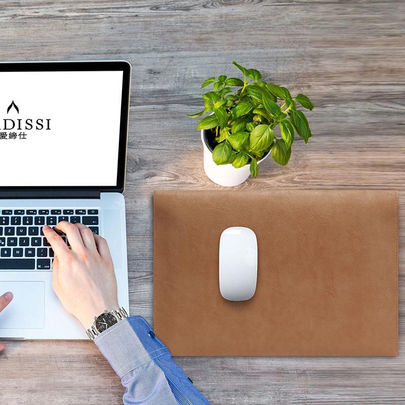 14 Inch Litchi Pattern Laptop Sleeve - Light Brown Pu Leather-1915198277024878598