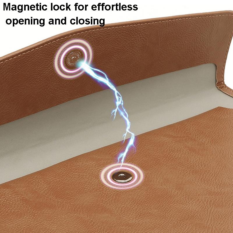 14 Litchi Pattern Pu Leather Laptop Sleeve - Black-1915197961139261444