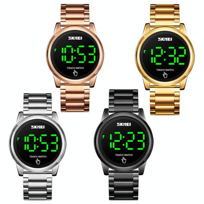 Men Electronic Sports Watch - Versatile Steel Belt Rose Gold-1915198339977187329