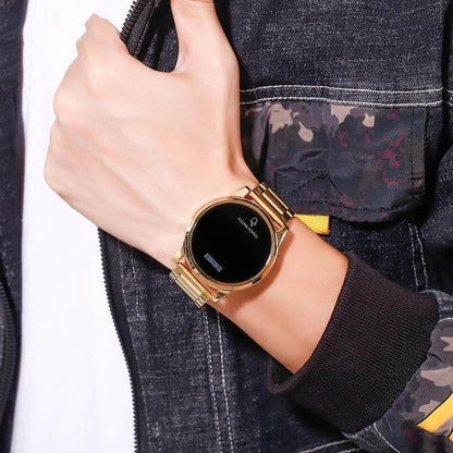 Men Electronic Sports Watch - Versatile Steel Belt - Gold-1922443447848013829