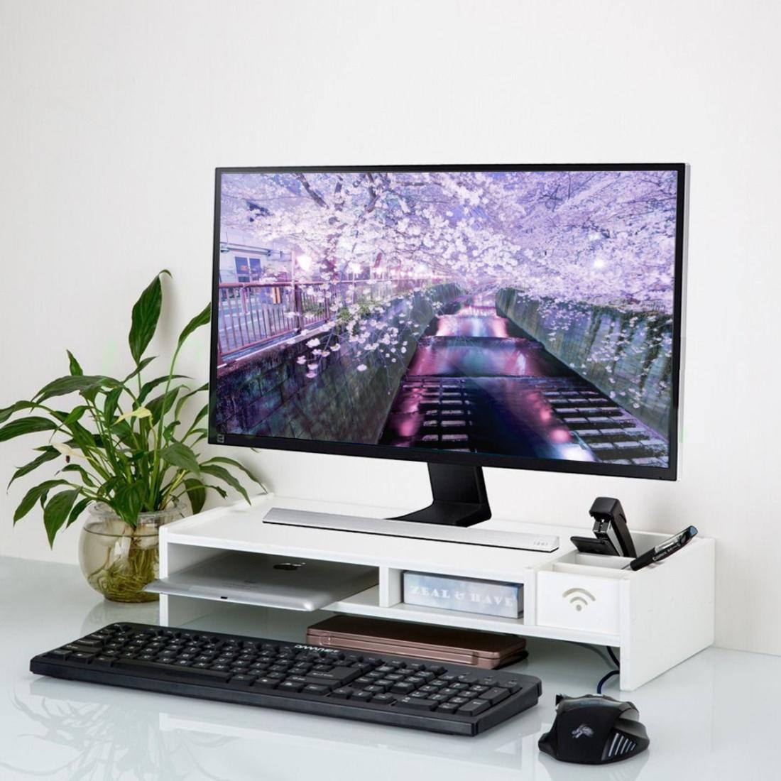 Versatile Desktop Monitor Stand - Sturdy Wood Riser For Laptop Notebook Tv-1964932307844468744