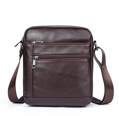 Men Cowhide Leather Crossbody Bag Vertical Shoulder Business Bag Coffee-1915196694170046464