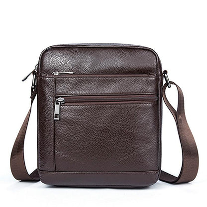 Men Cowhide Leather Crossbody Bag Vertical Shoulder Business Bag Coffee-1915196694170046466