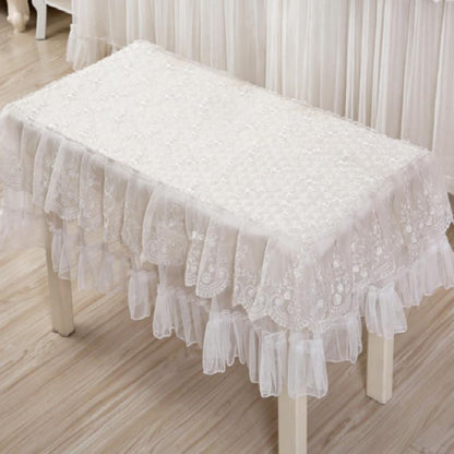 White Lace Piano Dust Cover - Embroidered Full Size 153X33X120Cm-1964932189464432643