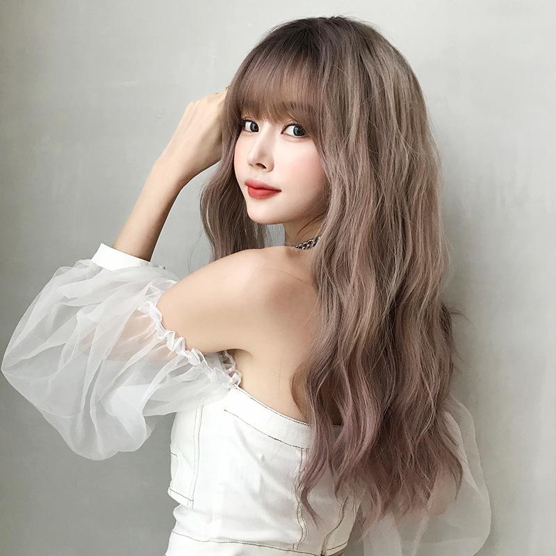 Gradient Soot Natural Fluffy Curly Wig - Soft And Bouncy-1915198361850482689