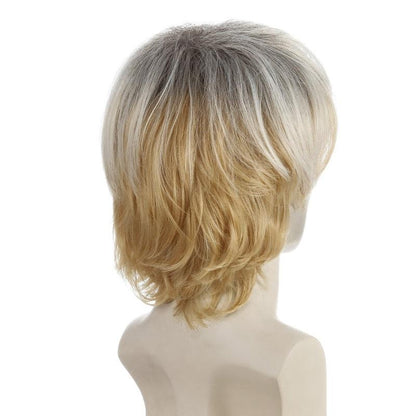 Men Short Light Blond Wig - Light Gold Chemical Fiber-1915196886051065859