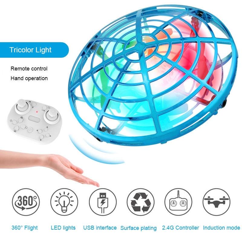 5 Induction Quadcopter Mini Drone With Colourful Lights - Blue-1915198343471042561