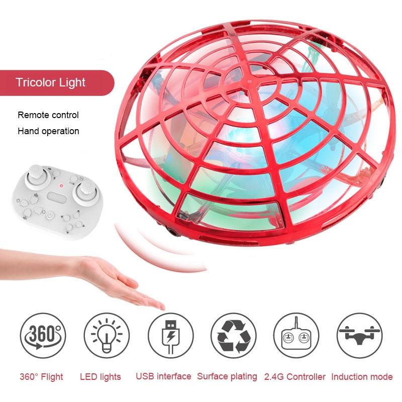 5 Induction Quadcopter Mini Drone With Colourful Lights - Red Remote-1915197835763126273